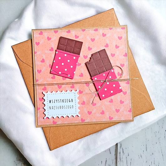 kartki scrapbooking Wszystkiego najsłodszego : czekolada : kartka uniwersalna..