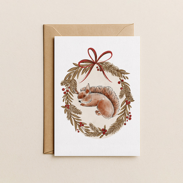 kartki świąteczne Kartka świąteczna z wiewiórką