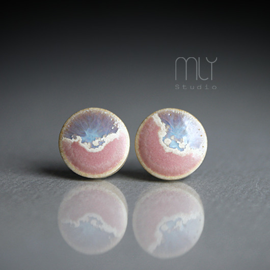 kolczyki ceramiczne Zorza 9mm/stal chirurgiczna/