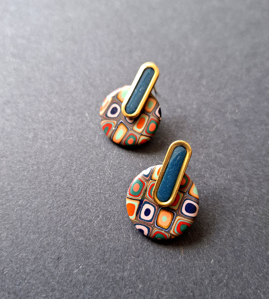 kolczyki z masy plastycznej Kolczyki letnie mozaiki no18