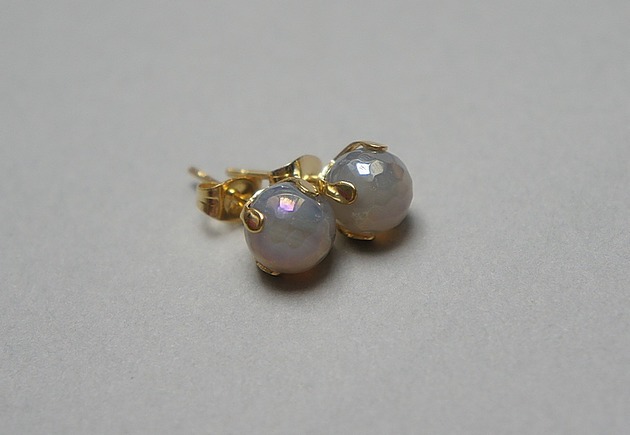 kolczyki z kamieniami Dots - agaty szare mystic /alloys collection/ - sztyfty