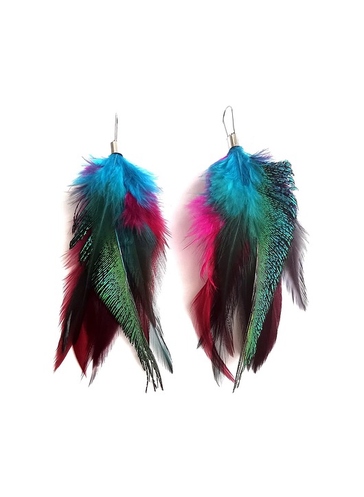 kolczyki z piórami Kolczyki z piórami indigo