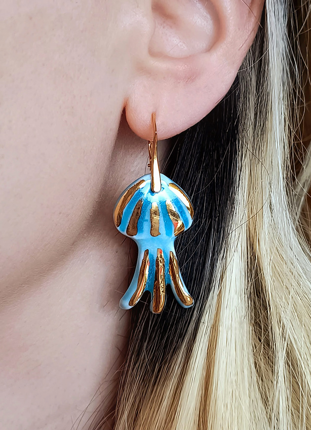kolczyki pozłacane Kolczyki pozłacane Błękitna Meduza Kolekcja Parian