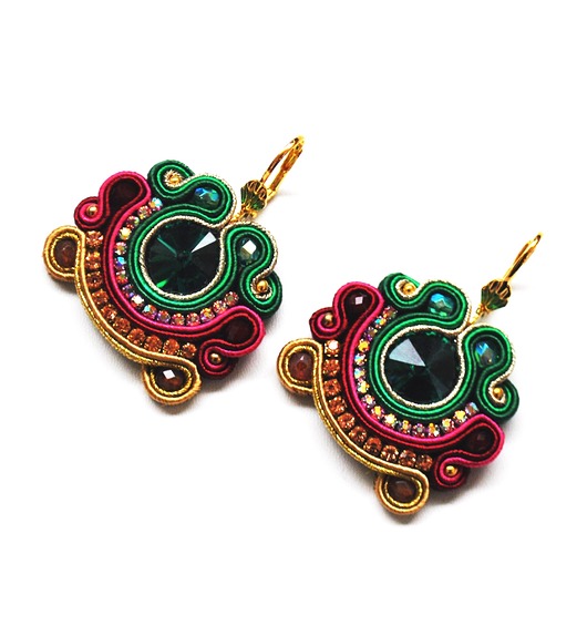 kolczyki soutache Sutaszowe kolczyki BURGUNDIA