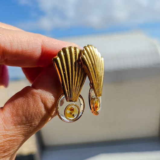 kolczyki z żywicy Kolczyki z bursztynem