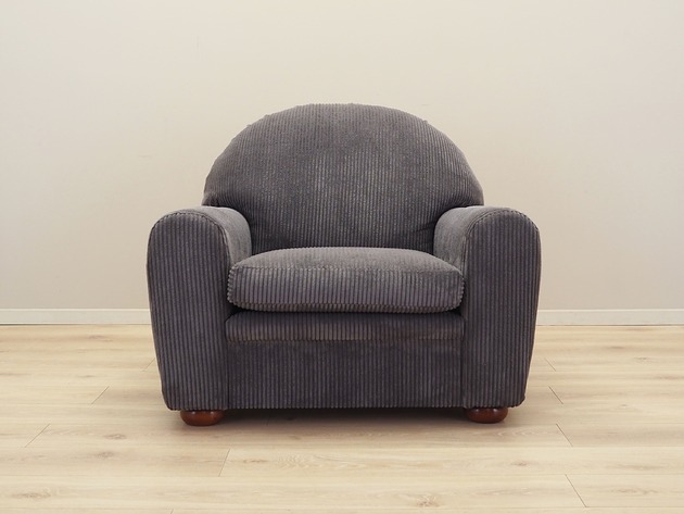fotele Fotel szary welur, włoski design, lata 80, produkcja: Włochy