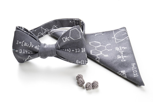 KOMPLET Mucha wiązana CHEMIK poszetka spinki HisOutfit