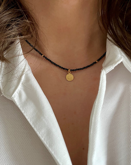 chokery Naszyjnik z kamieni naturalnych spinel pozlacany