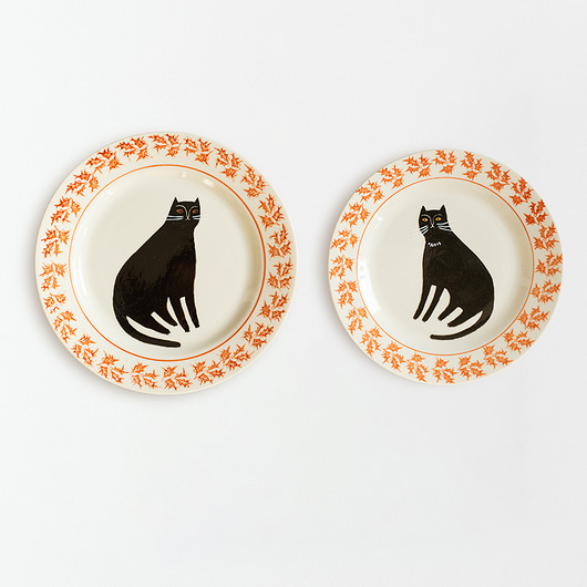 Ozdoby na ścianę Talerz na ścianę - koty w liściach