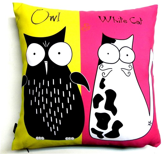 Poduszka Owl&white cat Gaul Designs