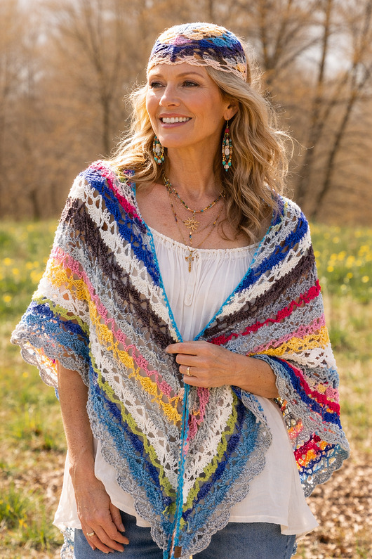 szale damskie Chusta boho wełniana