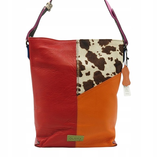 torby na ramię Torebka skórzana damska na ramię, mieści format A4 pojemna OLIVKA