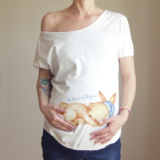 Ciążowy Tshirt Oversize Będzie chłopiec S-XXL ONE MUG A DAY