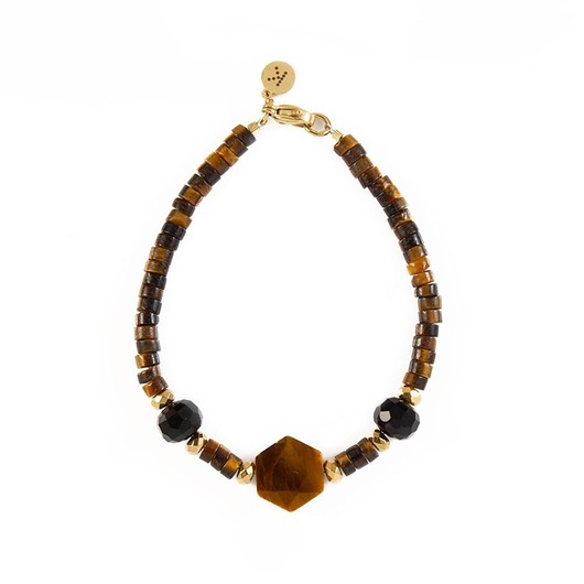 bransoletki z kamieni naturalnych Bransoletka z brązowych kamieni odwagi - Wersja Pozłacana