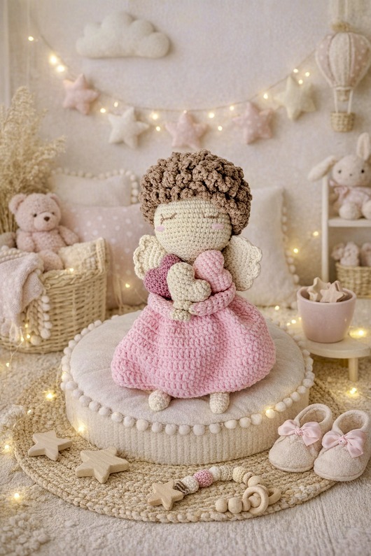 przytulanki dla niemowląt i dzieci Aniołek na szydełku