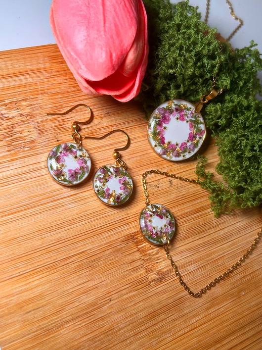 komplet biżuterii Komplet biżuterii z kwiatami Wianek