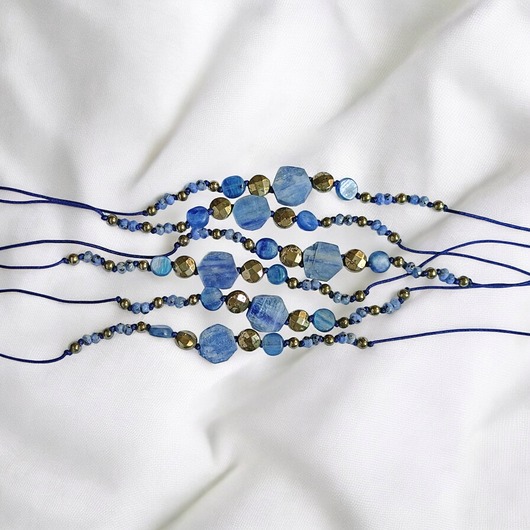 bransoletki z kamieni naturalnych KONCENTRACJA, KREATYWNOŚĆ - kyanit, piryt - amulet