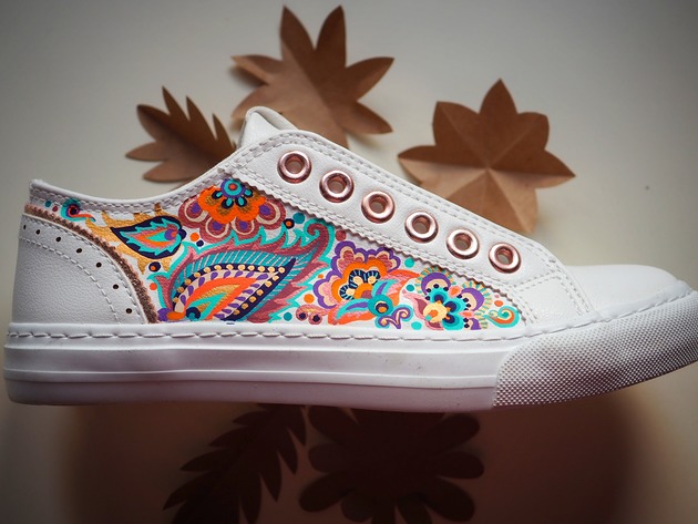 trampki damskie Ręcznie malowane trampki r.36 TURECKIE WZORY paisley