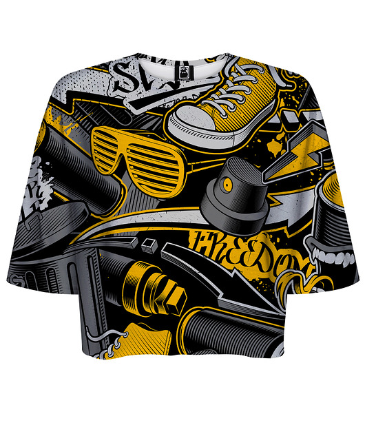 t-shirt damskie DR.CROW T-shirt Krótki CROP Street Graffiti
