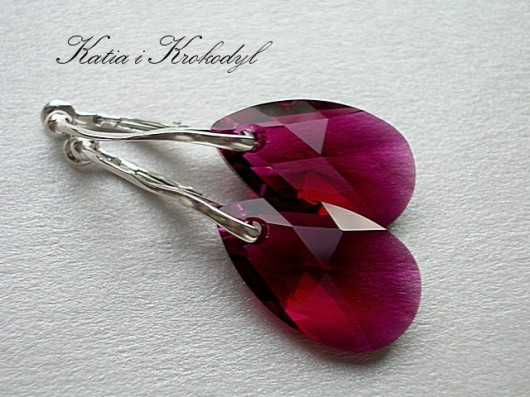 KLIPSY kryształ SWAROVSKI MIGDAŁY RUBY Katia i krokodyl