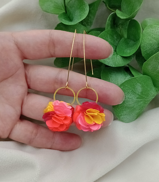 kolczyki chwosty Kolczyki chwosty kolczyki kwiaty kolorowe długie neonowe na lato