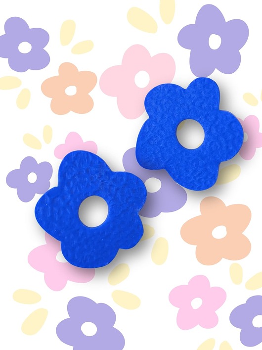 kolczyki z masy plastycznej Modrakowe kolczyki KWIATY