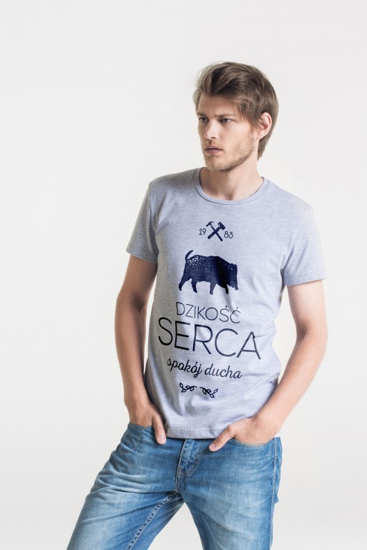 DZIKOŚĆ - MęskI T-shirt SZARY GAU great as You