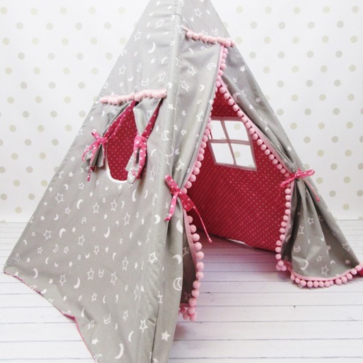 Dwustronne Tipi Szaro Różowe Enitka Sweet Baby Room