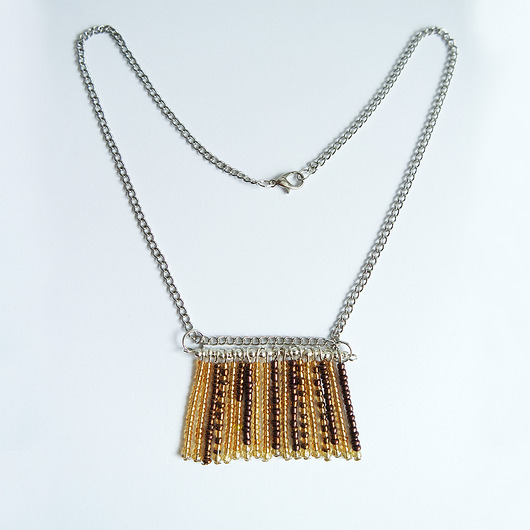 kolie Naszyjnik - Koraliki - boho, brąz, złoto