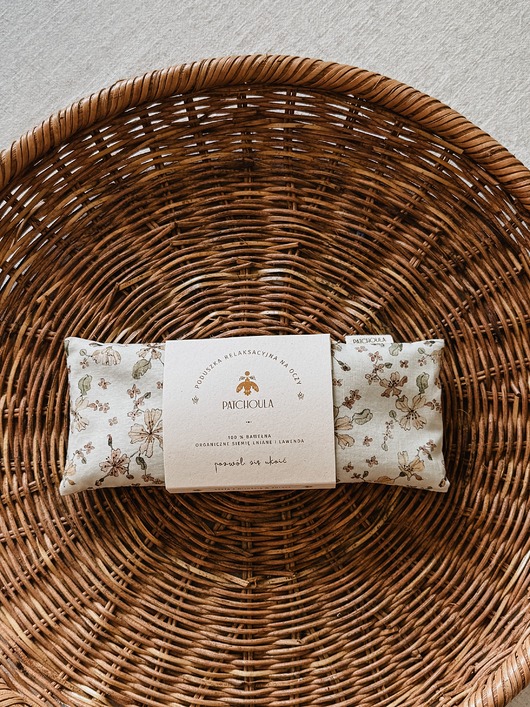 opaski na oczy Poduszka relaksacyjna na oczy z ekologicznymi nasionami lnu i kwiatami lawendy.