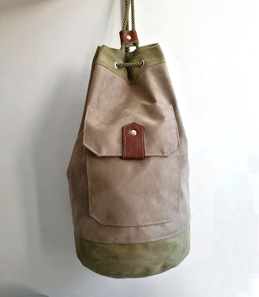 worek plecak -olive&cappuccino&dots - zam. elfagado