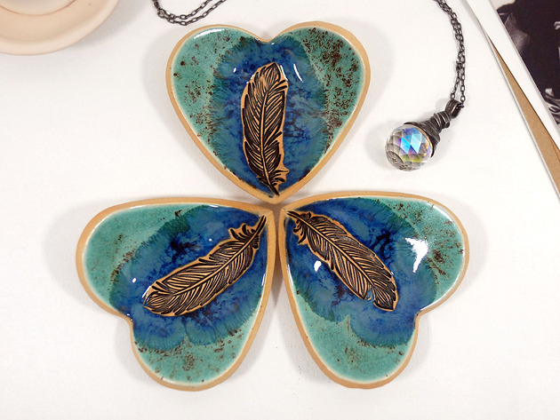 pojemniki na biżuterię Miseczka ceramiczna na drobiazgi, biżuterię, obrączki