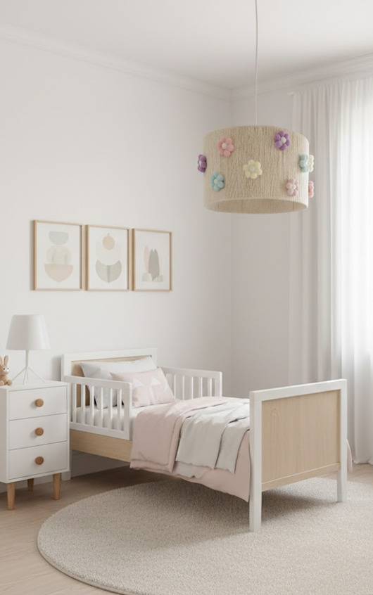 lampy do pokoju dziecka Lampa dziecięca w pastelowe kwiatki