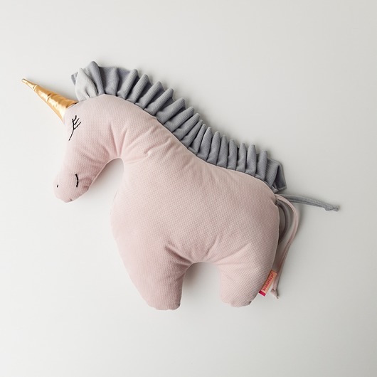 poduszki do pokoju dziecka Jednorożec UNICORN poduszka - jasny brudny róż i szara grzywa