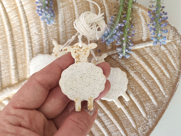 ozdoby wielkanocne 3 ceramiczne owieczki - ozdoby wielkanocne