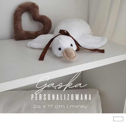 przytulanki dla niemowląt i dzieci Gąska - pamiątka narodzin, chrztu  haft