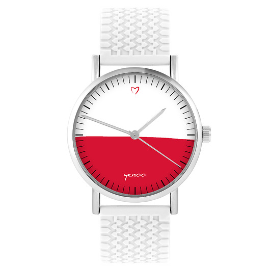 zegarki unisex Zegarek - Polska flaga - silikonowy, biały