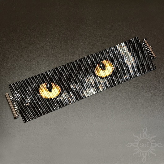 bransoletki ze szkła Oczy Kota I, szeroka wyplatana bransoleta