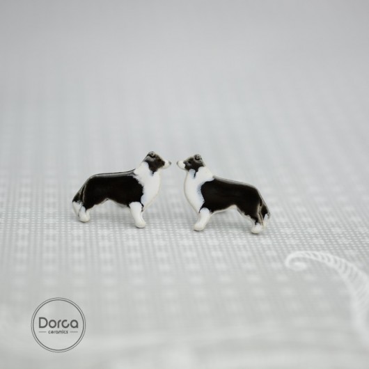 Border collie - ceramiczne kolczyki Dorca