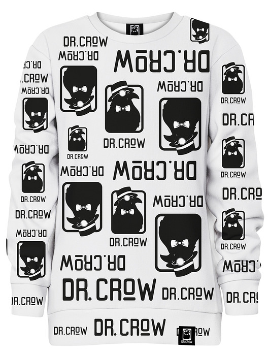 bluzy dla dziewczynki Bluza bez kaptura Dziewczynka DR.CROW Logo Biała