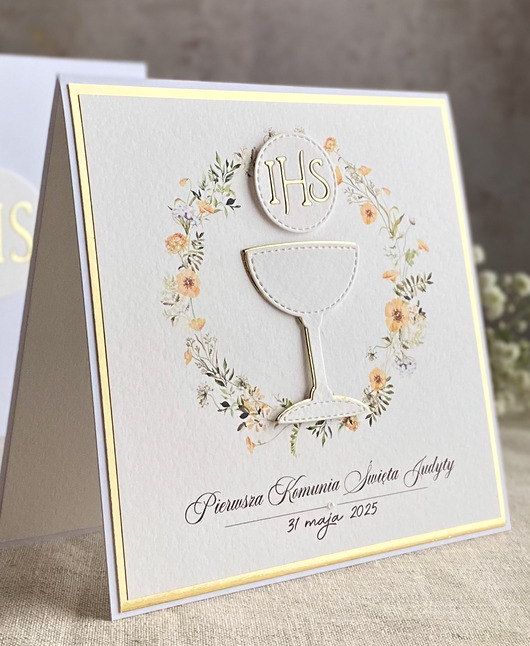 kartki na komunię Kartka na komunię w ozdobnej kopercie, 76c