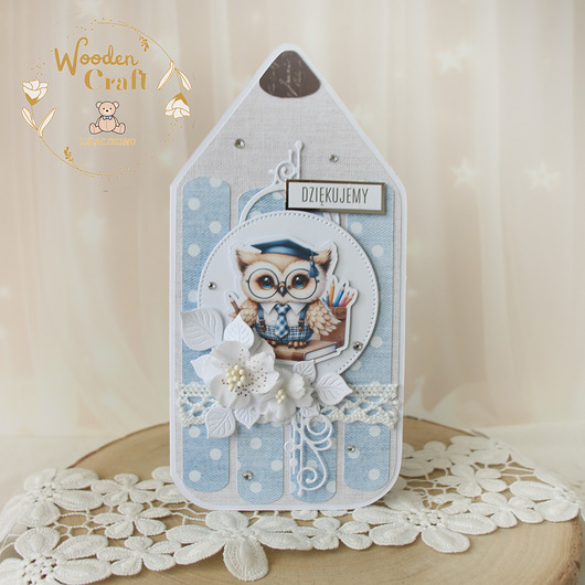 kartki scrapbooking Kartka kredka Zakończenie Roku Szkolnego, dla nauczyciela 12 GOTOWA