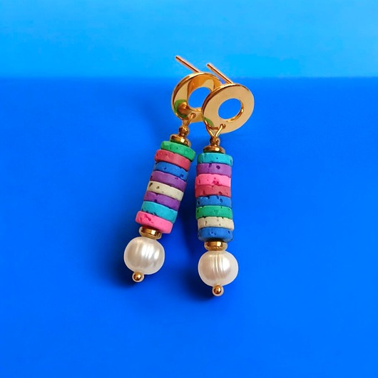 kolczyki z kamieniami Kolczyki SUMMER COLLECTION : sztyfty kółka