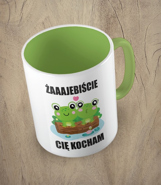 kubki Kolorowy kubek z hasłem ŻAJEBIŚCIE CIĘ KOCHAM - mix kolorów