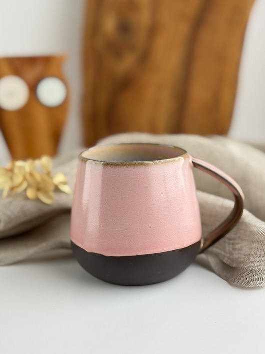 kubki Kubek Beczułka ręcznie robiony różowy 320 ml