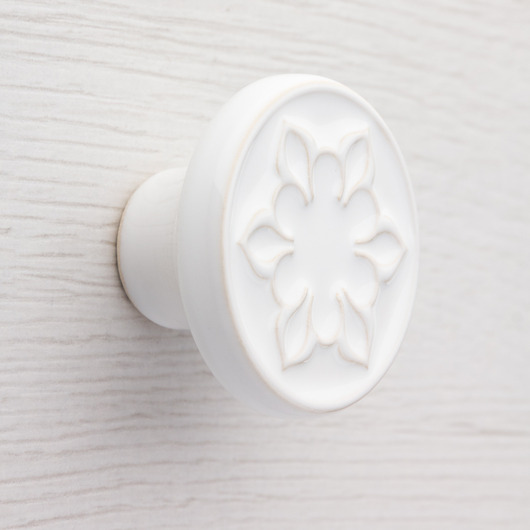 gałki do mebli Ceramiczna gałka do mebli biała, wz.2, ręcznie robiona
