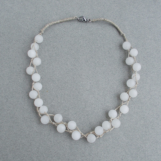 kolie Matowy Jadeit Naszyjnik lniany