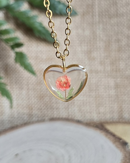 wisiory Złota zawieszka wisiorek kwiaty serce serduszko pomarańczowa