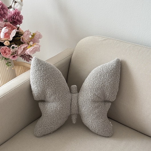 poduszki z grafiką Poduszka Dekoracyjna Motyl Szara Boucle