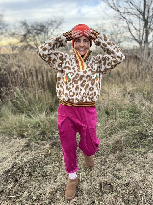 spodnie materiałowe damskie Sztruksowe Baggy